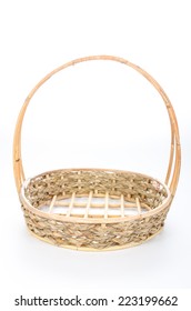 Empty Wicker Basket Isolated On White