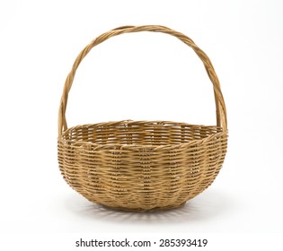 Empty Wicker Basket Isolated On White