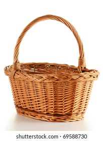 Empty Wicker Basket Isolated On White