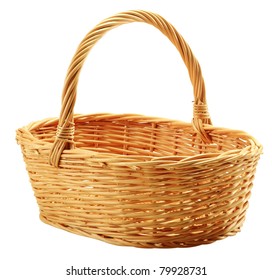 Empty Wicker Basket Isolated On White