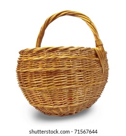 Empty wicker basket. Isolated over white with clipping path