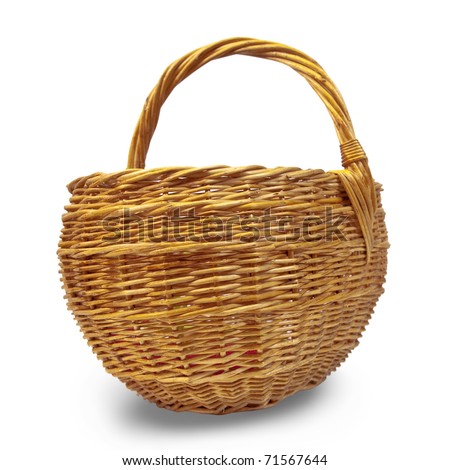 Empty wicker basket. Isolated over white with clipping path