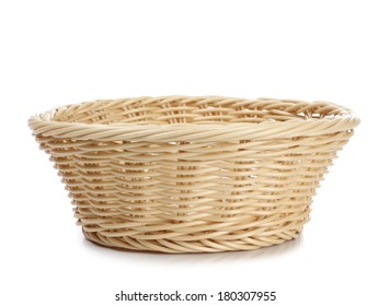 Empty Wicker Basket On A White Background