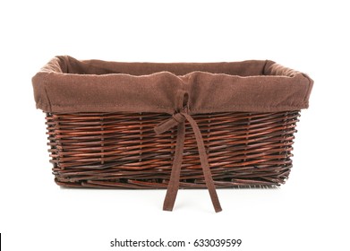 Empty Wicker Basket On White Background