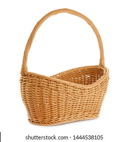 Empty wicker picnic basket on white background - Shutterstock ID 1444538105
