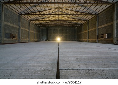 Empty Wideness Warehouse Interior Construction Site.