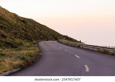 Empty winding road in Lagoa do Fogo. Sao Miguel island in the Azores. - Powered by Shutterstock