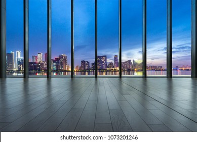 Empty Window With City Skyline