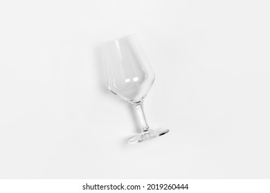 Empty Wine Glass Isolated On White Background.High Resolution Photo.Top View. Mock-up.