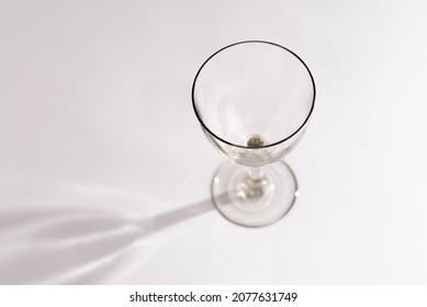 Empty Wine Glass. Isolated On White Background. View From Above. 