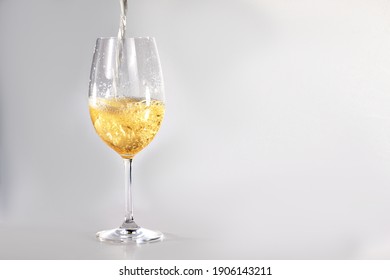 Empty And Wine Glass, White Background, Hands