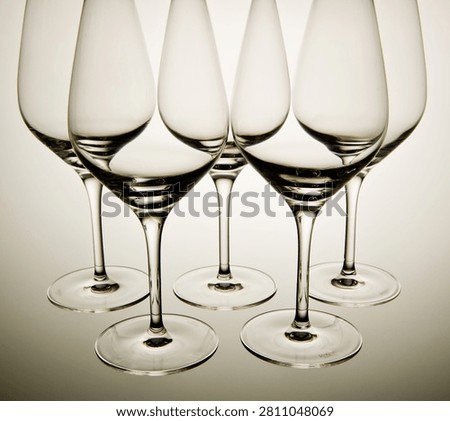 Empty wine glasses creating reflections and elegant design