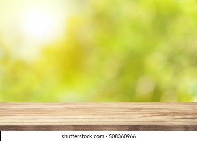 Wood Table Top On Blur Abstract Stock Photo (Edit Now) 573869617 ...