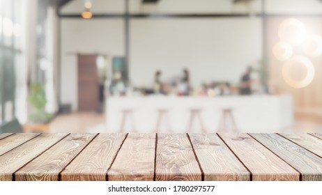 Empty Wood Table Top Blurred Coffee Stock Photo (Edit Now) 1780297577