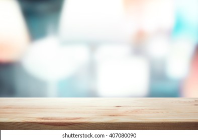 Empty of wood table top on light abstract background .For montage product display or design key visual layout - Shutterstock ID 407080090
