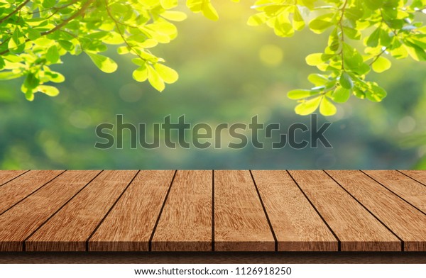 Empty Wood Table Top On Blur Stock Photo Shutterstock