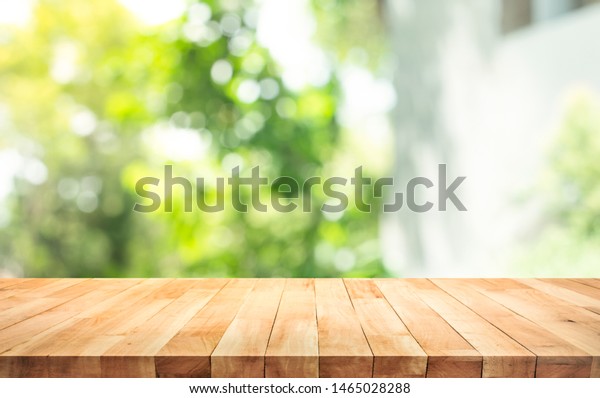 Empty Wood Table Top On Blur Stock Photo Edit Now