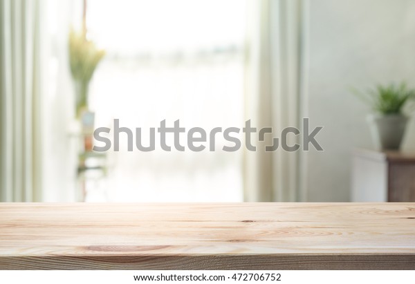 Empty Wood Table Top On Blur Stock Photo (Edit Now) 472706752