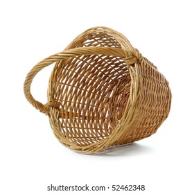 Empty Wooden Basket On A White Background