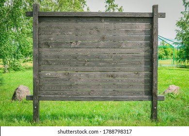 Empty Wooden Billboard, Nature Scenery.