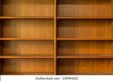 Empty Wooden Book Shelf With Ladders