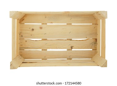 Empty Wooden Box Isolated On White Background 