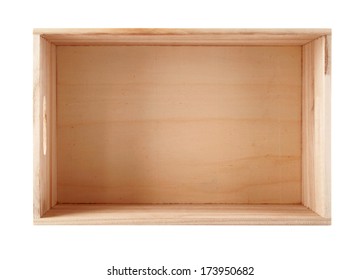 Empty Wooden Box. Isolated On White Background