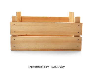 Empty Wooden Box Isolated On White