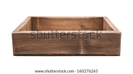 Empty wooden box isolated on white