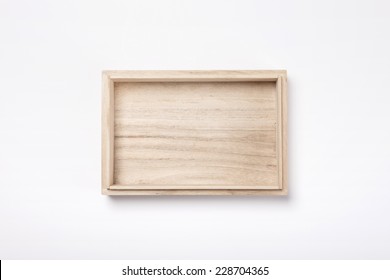 A Empty Wooden Box Isolated White, Top View.