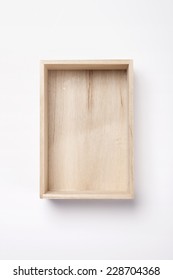 A Empty Wooden Box Isolated White, Top View.