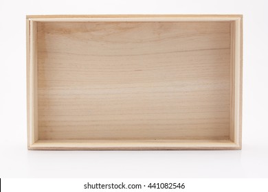 A Empty Wooden Box Isolated White, Top View.