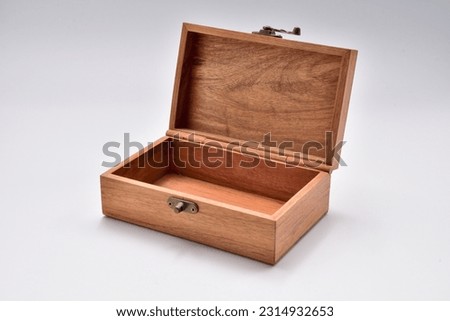 empty wooden box.wood box isolated white background.wooden box white background.Wood chest of jewelry.Thai handmade wood chest.