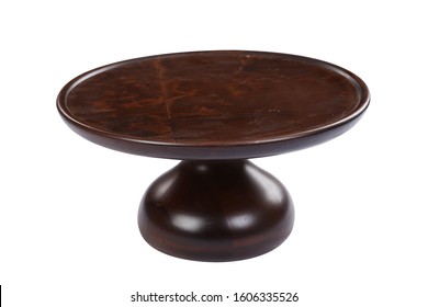 Empty Wooden Cake Stand On White Background