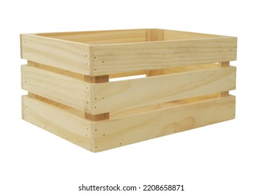 Empty wooden crate or box isolated on white background. - Shutterstock ID 2208658871