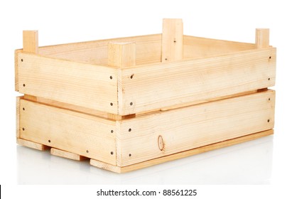 Empty Wooden Crate Isolated On White