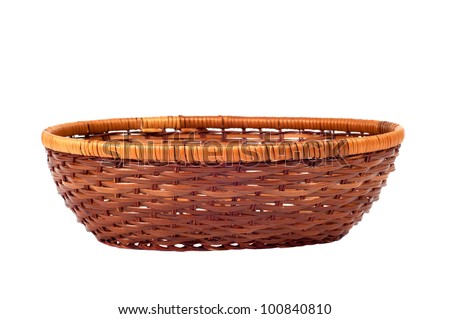 Empty wooden  fruit or bread basket  isolated on white background