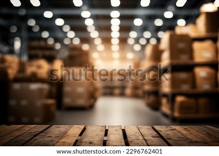 Empty wooden pallet on blurred warehouse background. Flawless