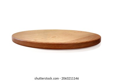 Empty wooden plate isolated on white background, of free space for your copy and branding. Use as products display montage. Vintage style concept. Clipping path. - Shutterstock ID 2063211146