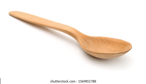 Empty Wooden Spoon Isolated On White