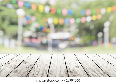 Empty Wooden Table Blurred Party On Stock Photo (Edit Now) 394344757