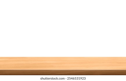 empty wooden table front view isolated on white background.