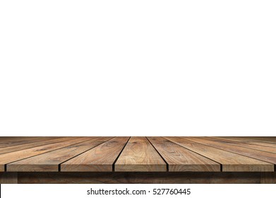 Empty Wooden Table Isolated On White. 