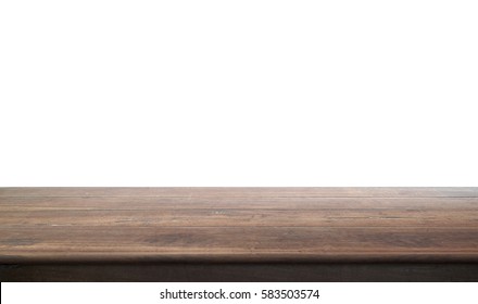 Empty Wooden Table Isolated On White.