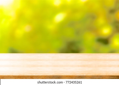 Empty Wooden Table On Blurred Green Stock Photo 772435261 | Shutterstock