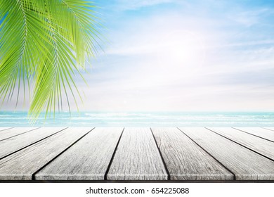 Empty Wooden Table Palm Leaves Party Stock Photo 658411525 | Shutterstock