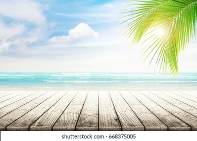 Empty Wooden Table Palm Leaves Party Stock Photo 658411525 | Shutterstock