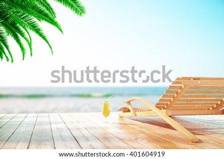 Similar – Image, Stock Photo Empty beach chair with beautiful sea view