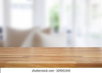 Empty wooden table and room interior decoration background, product montage display,window background  - Shutterstock ID 329051345