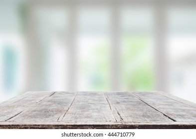 Empty wooden table and room interior decoration background, product montage display,window background. - Shutterstock ID 444710779
